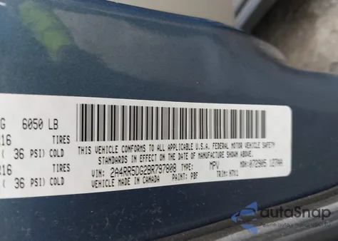 2011 Chrysler Town & Country Touring z USA, uszkodzony, nr VIN 2A4RR5DG2BR797808